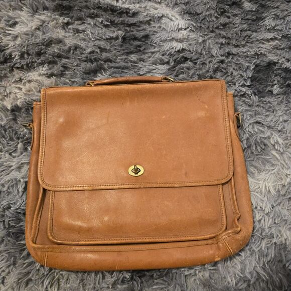 Vintage 90's COACH 5181 Brown Leather Messenger Briefcase Bag Original Hang tag